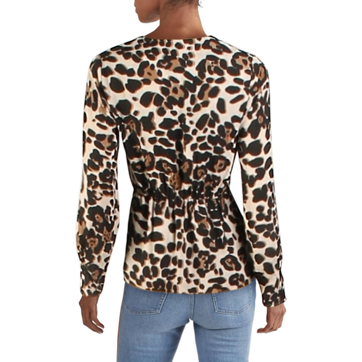 Donna Karan Womens Animal Print V Neck Blouse Donna Karan Womens Animal Print V Neck Blouse
