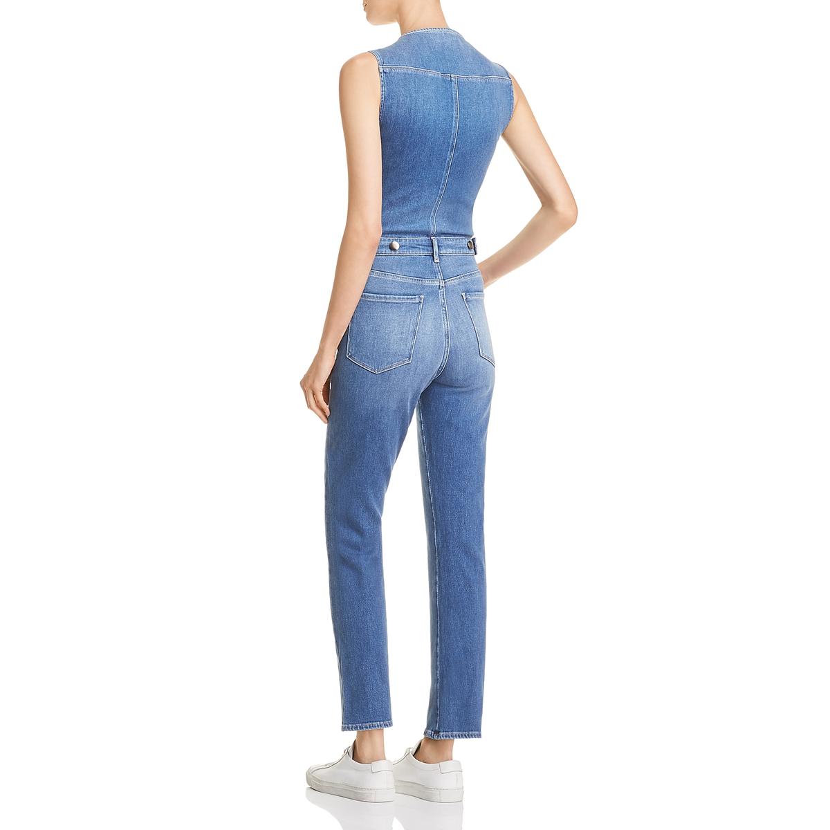 Frame Denim Womens Denim Button Down Jumpsuit