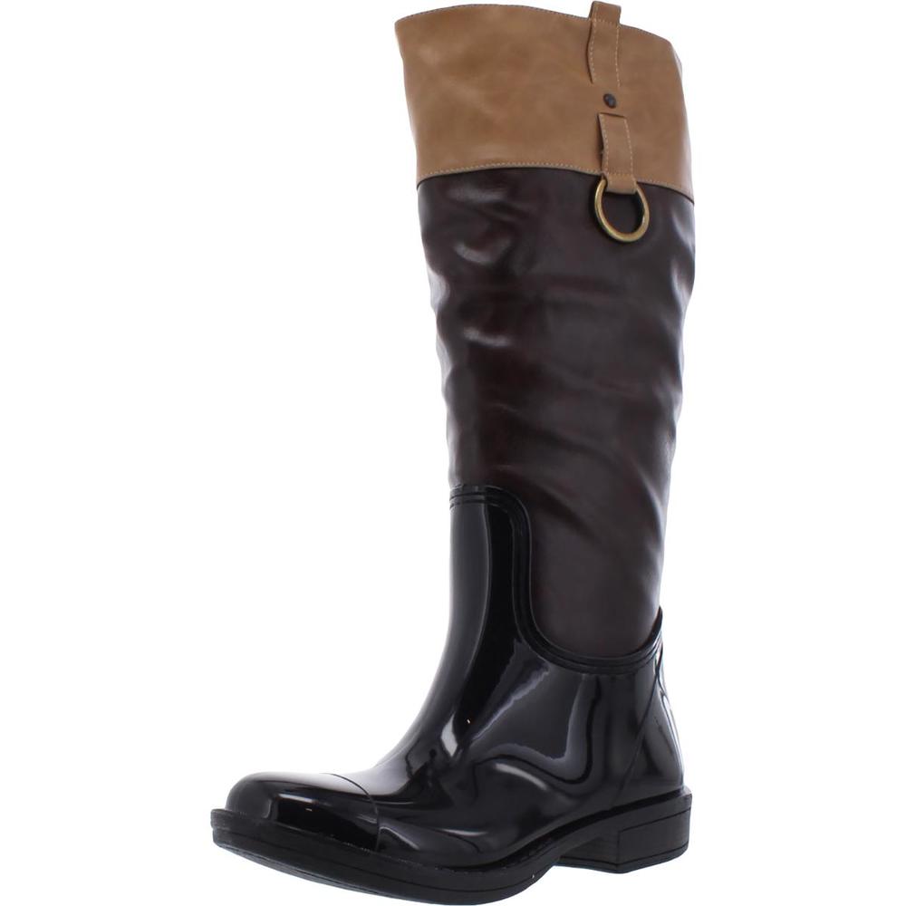 Nomad Moto Womens Faux Leather Colorblock Rain Boots