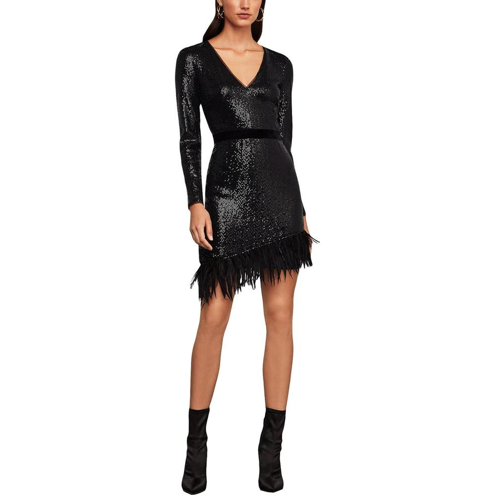 Bcbg Womens Sequined Feathered Party Dress Bcbg Womens Sequined Feathered Party Dress