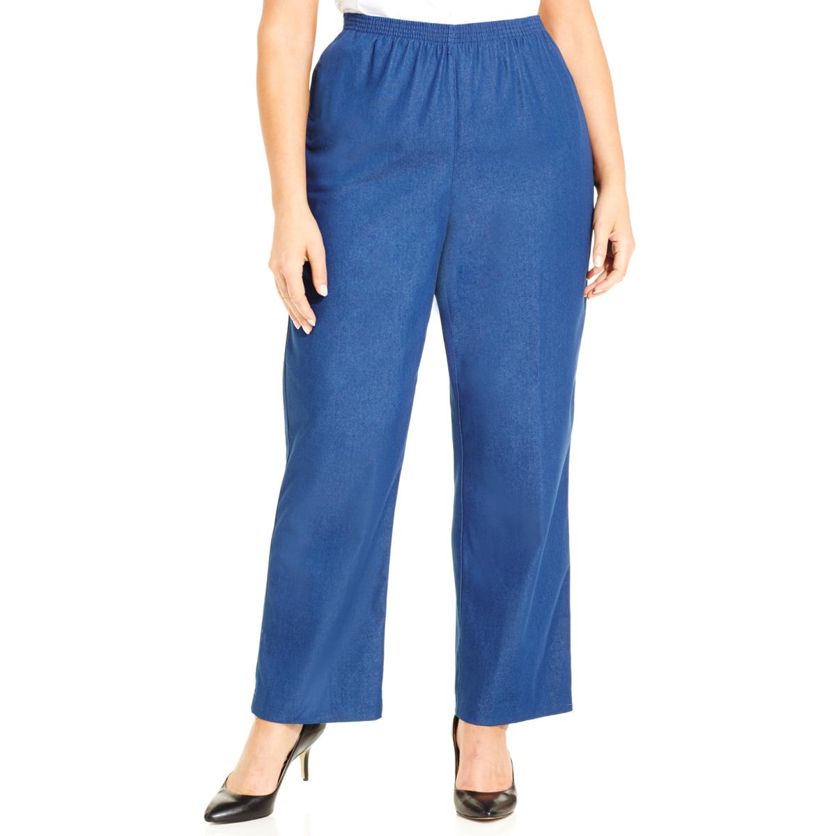 Alfred Dunner Plus Womens Denim Flat Front Casual Pants
