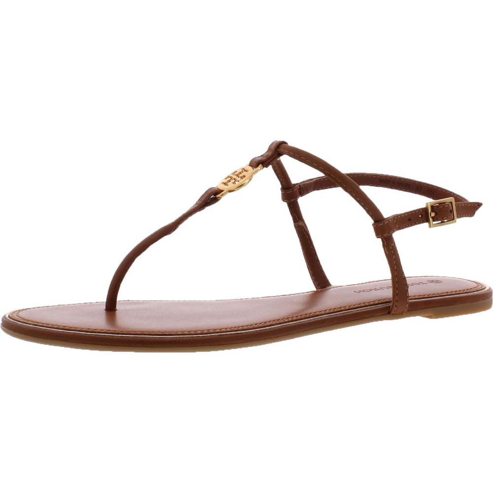 Tory Burch Emmy Womens Leather T-Strap Flat Sandals