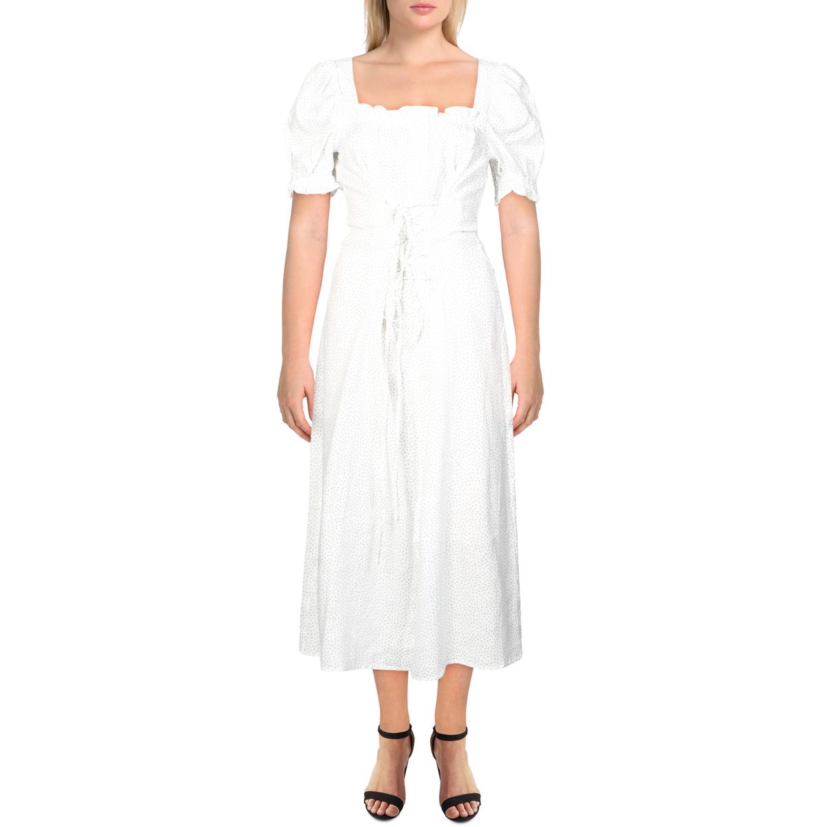 Sleeper Marquise Womens Linen Sheer Midi Dress