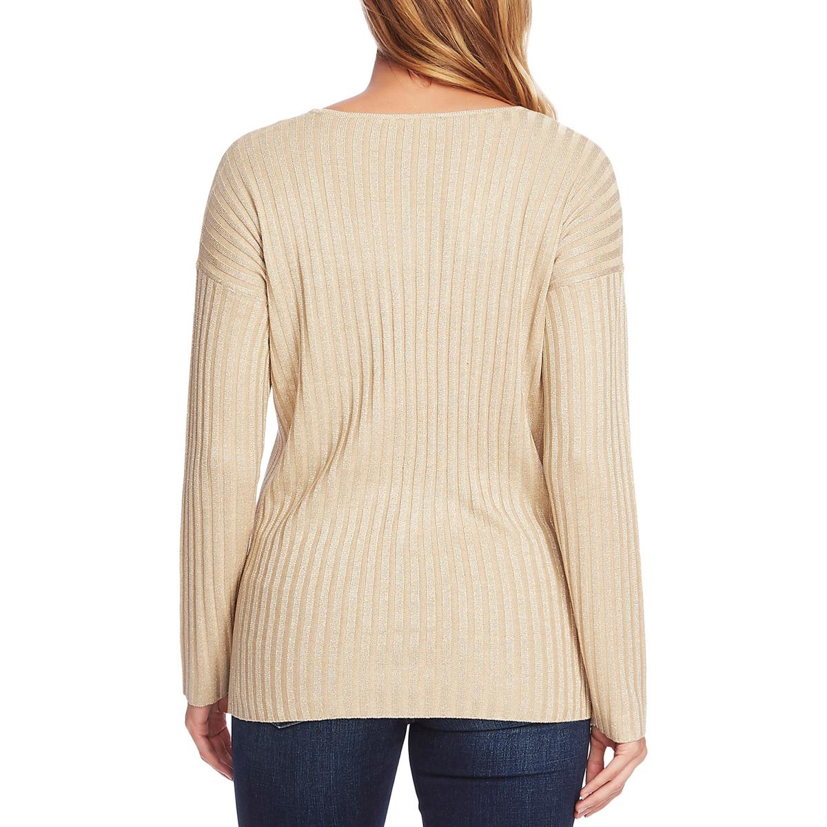 Vince Camuto Womens Ribbed Metallic Sweater