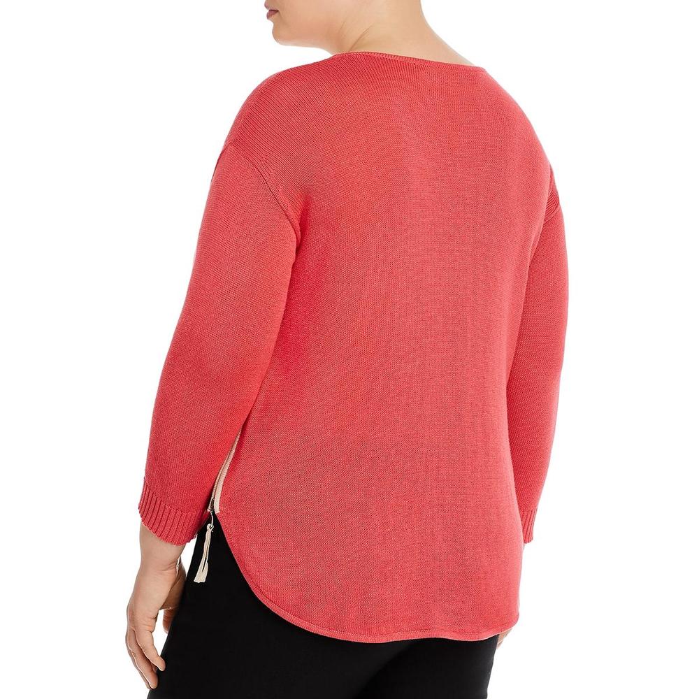 Nic + Zoe Plus On The Fly Womens V-Neck Drapey Sweater