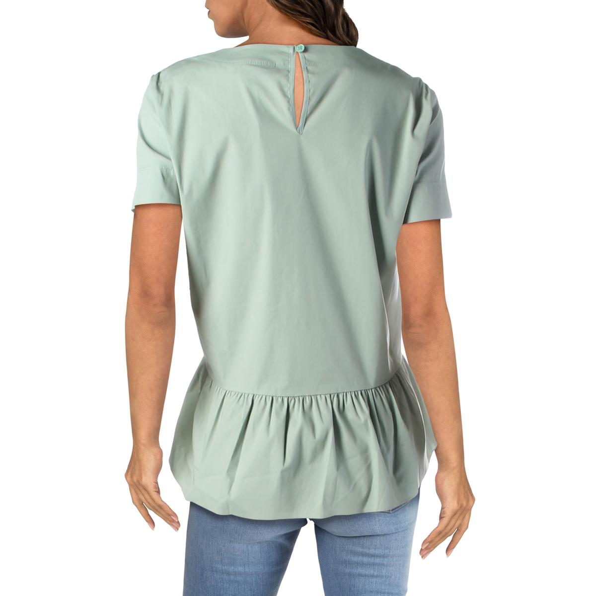 Donna Karan Womens Cotton Blend Ruffled Peplum Top Donna Karan Womens Cotton Blend Ruffled Peplum Top