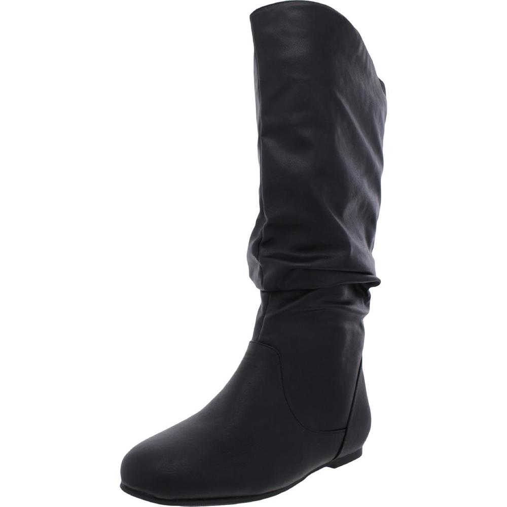 Journee Collection Jayne Womens Extra Wide Calf Faux Leather Knee-High Boots