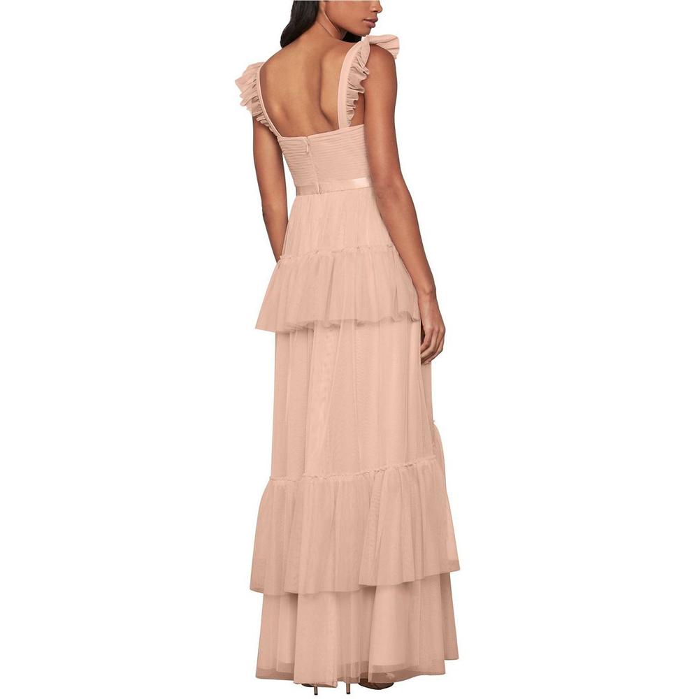 BCBG Womens Tulle Tiered Evening Dress