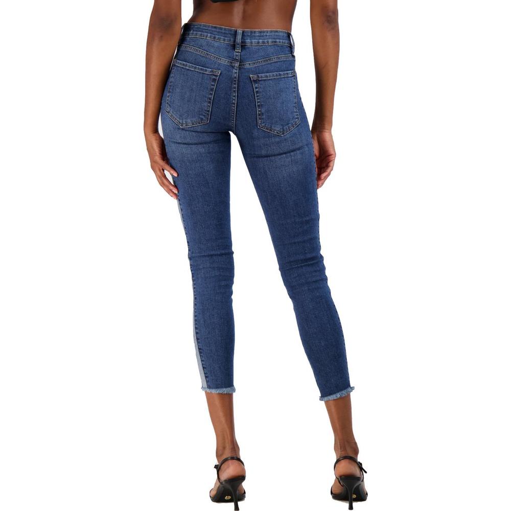 Just Black Womens Mid-Rise Frayed Hem Skinny Jeans