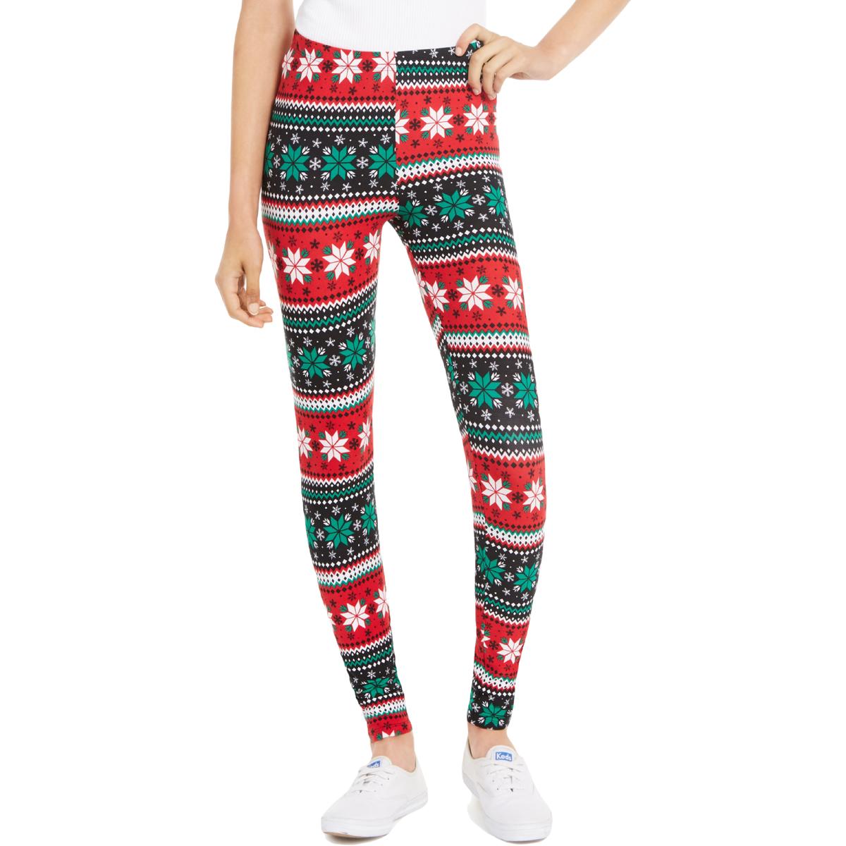 Planet Gold Juniors Holiday Womens Candy Cane Fitness Leggings