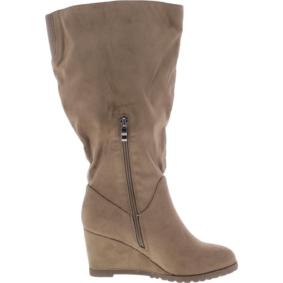 Journee Collection Womens Extra Wide Calf Faux Suede Mid-Calf Boots