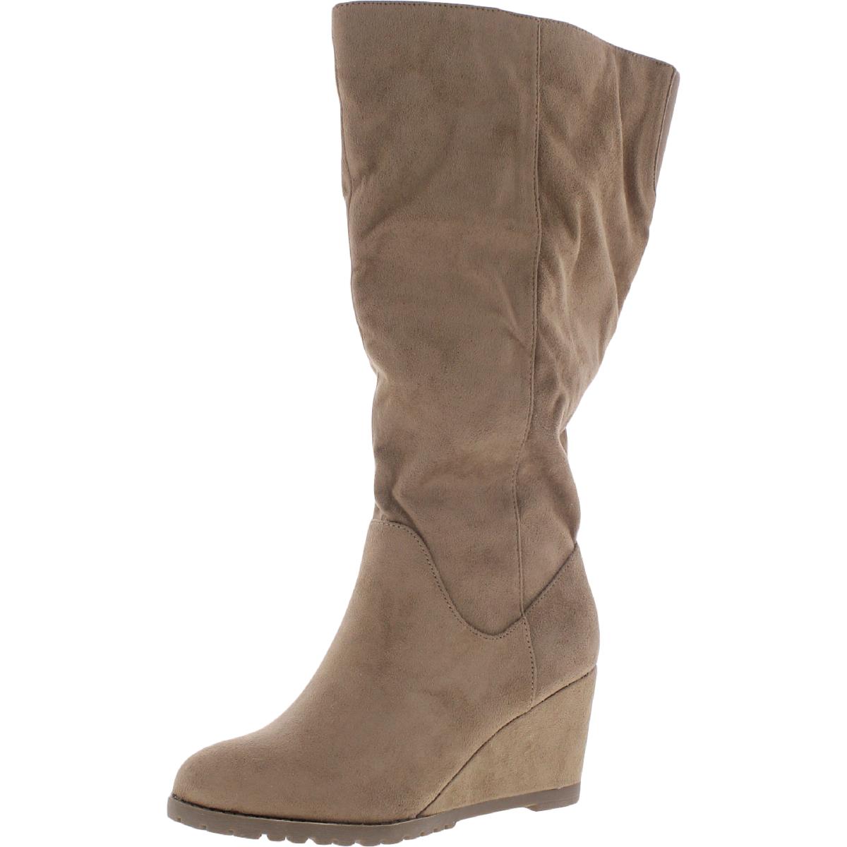Journee Collection Womens Extra Wide Calf Faux Suede Mid-Calf Boots