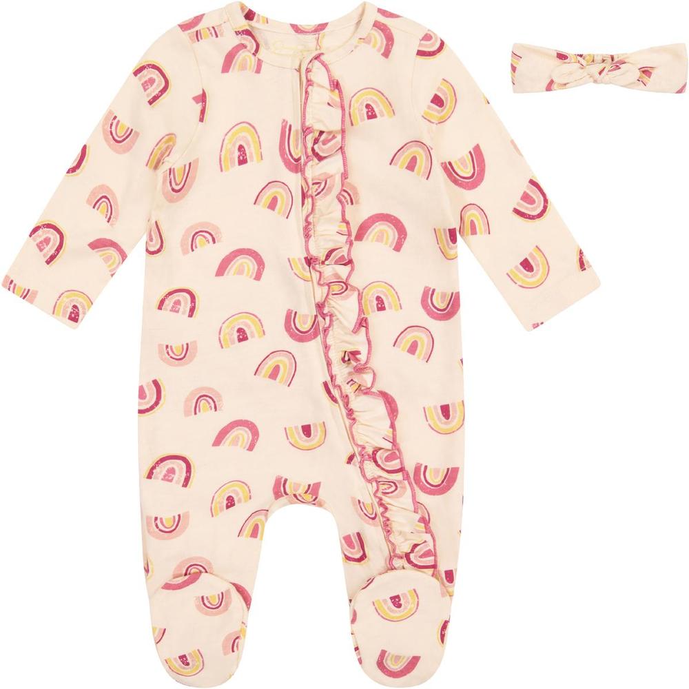 Jessica Simpson Printed Newborn Footed Pajamas