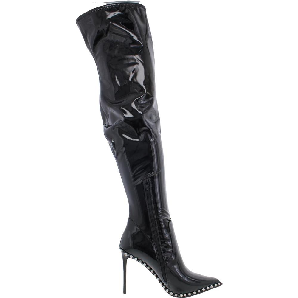 Steve Madden Vyva Womens Rhinestone Pointed Toe Over-The-Knee Boots