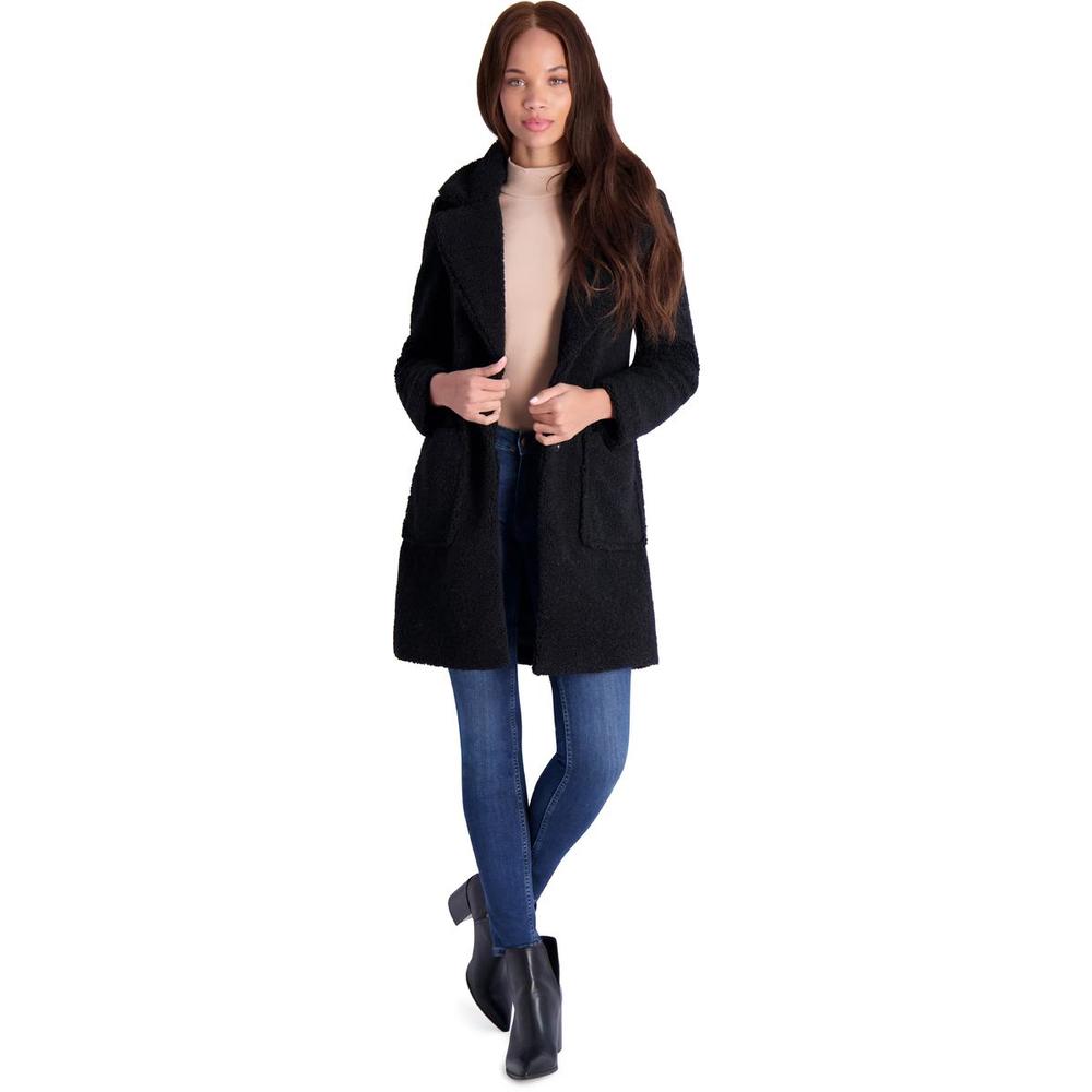 French Connection Womens Teddy Faux Shearling Faux Fur Coat