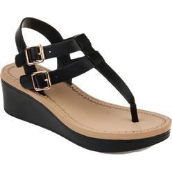 Journee Collection Bianca Womens Faux Leather Strappy Wedges