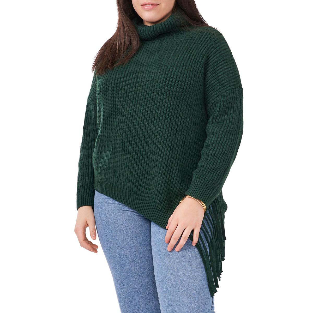 Vince Camuto Plus   Womens Asymmetric Knit Turtleneck Sweater
