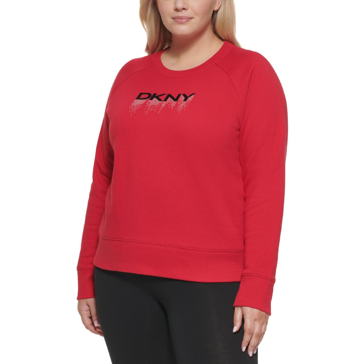 DKNY Sport Plus Womens Fleece Embellished Sweatshirt