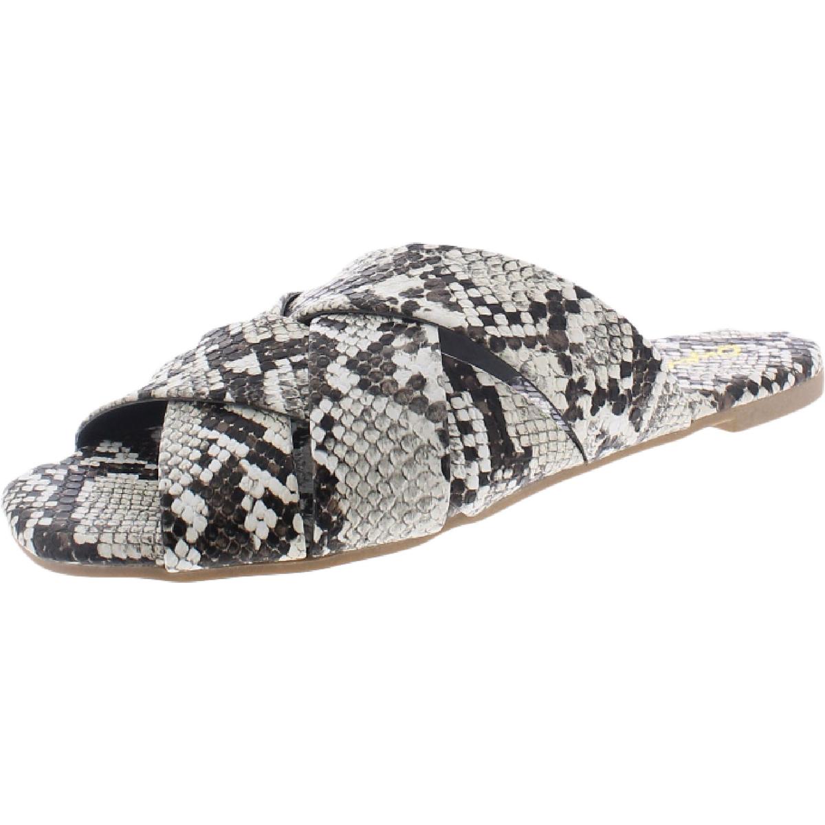Qupid Womens Snake Print Open Toe Slide Sandals