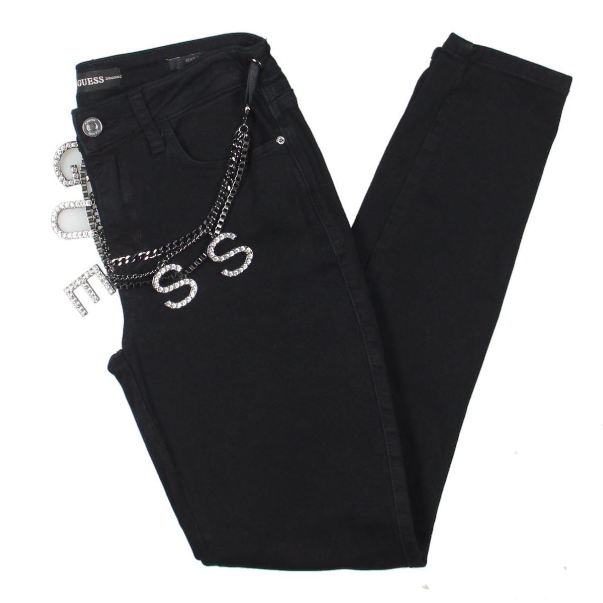 Guess Sexy Curve Womens Embellished Mid Rise Skinny Jeans