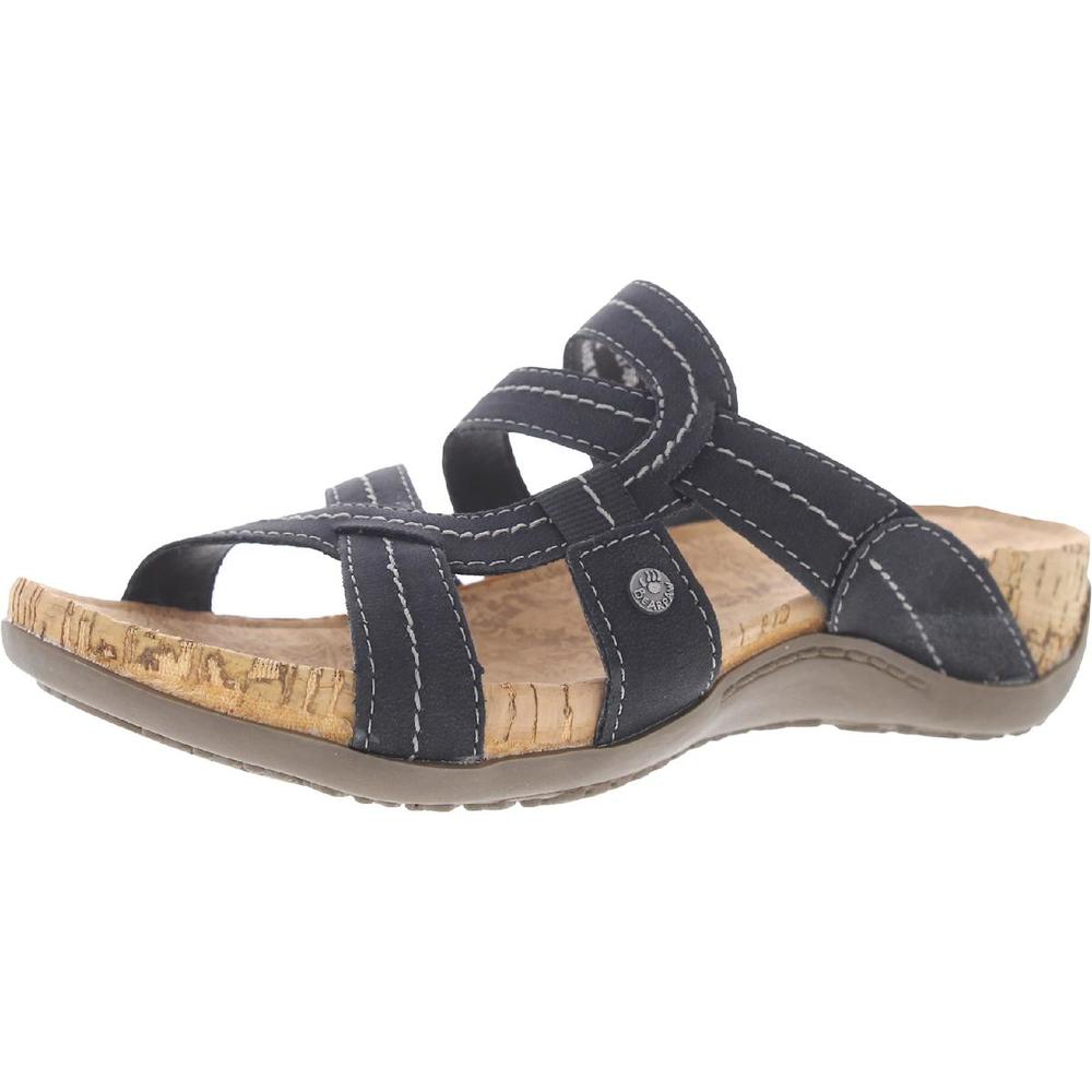 BEARPAW Kai II Womens Faux Leather Slip On Slide Sandals
