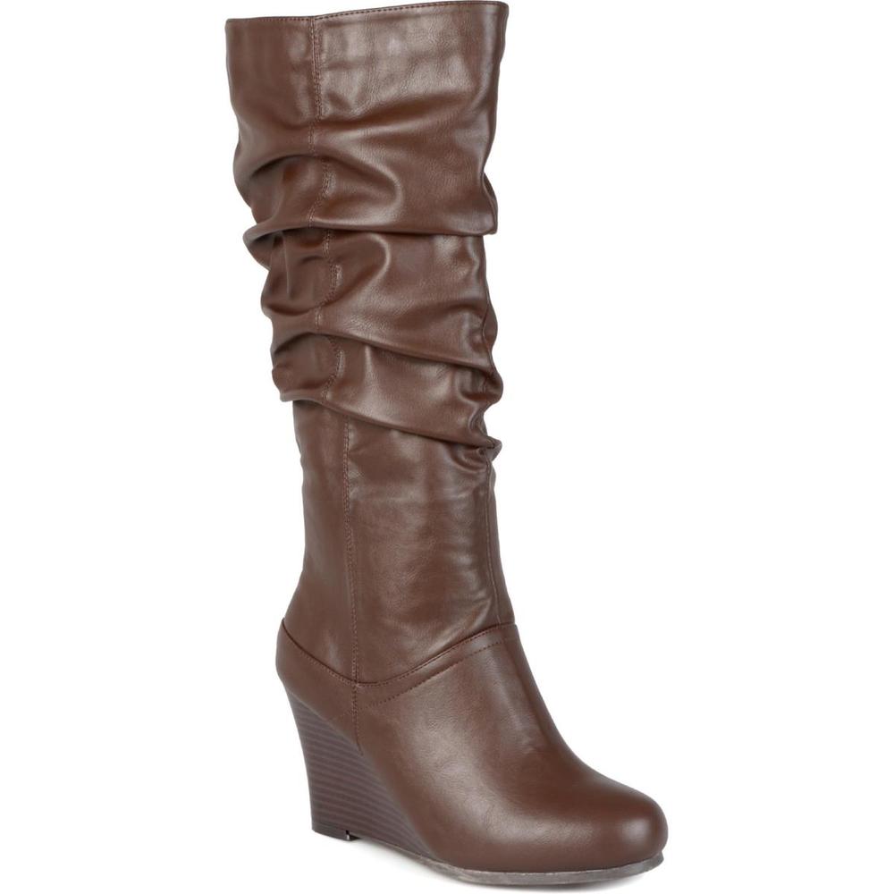 Journee Collection Hana Womens Faux Leather Wedge Knee-High Boots