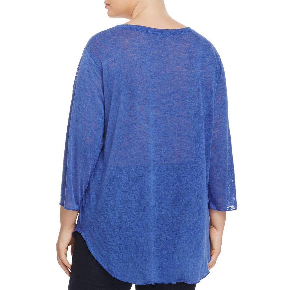 NALLY & MILLIE Plus Womens Burnout Round-Neck Casual Top