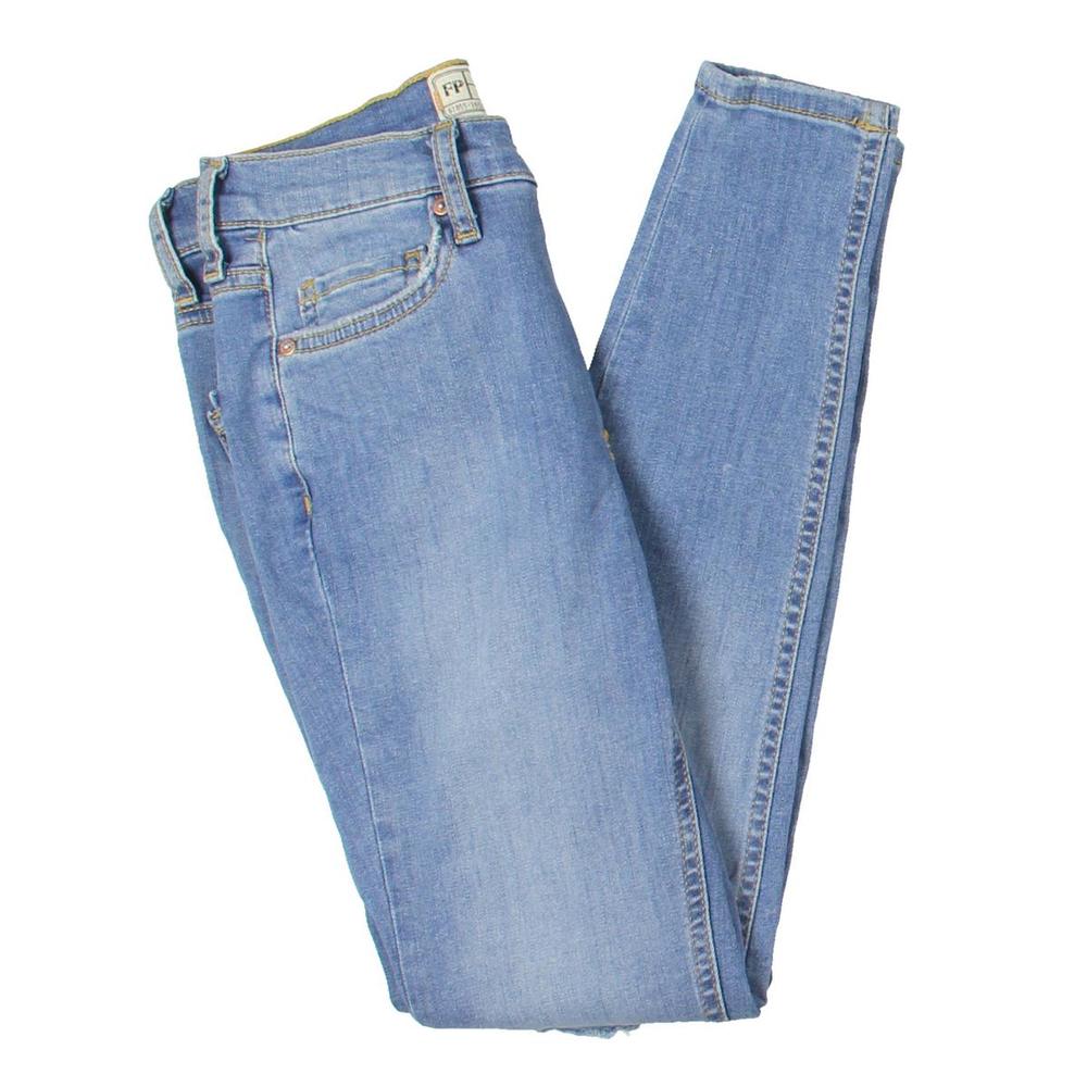 FREE PEOPLE Busted  Womens Denim Destroyed Skinny Jeans