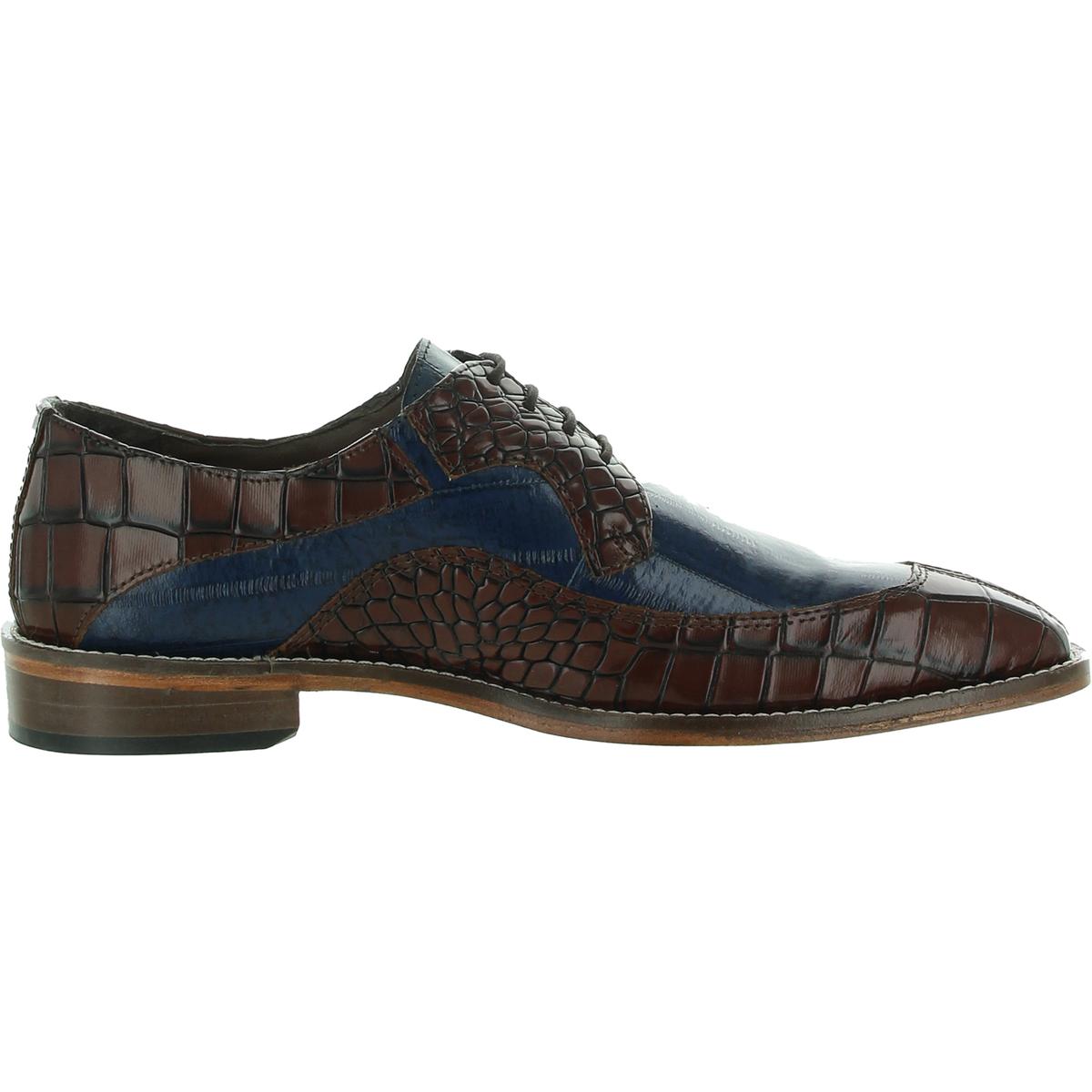 Stacy Adams Tiramico Mens Leather Croc Embossed Oxfords