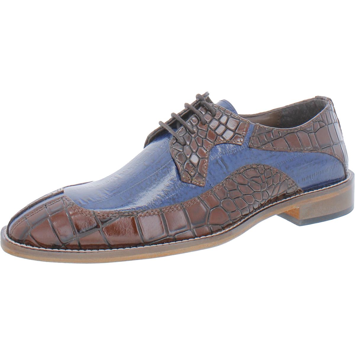 Stacy Adams Tiramico Mens Leather Croc Embossed Oxfords