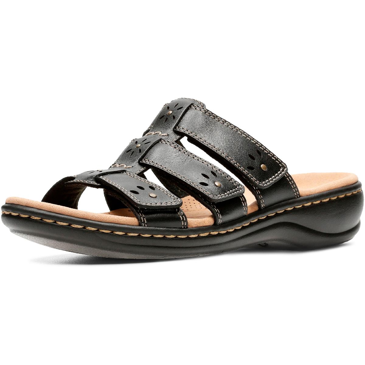 Clarks Leisa Spring Womens Leather Slip On Slide Sandals