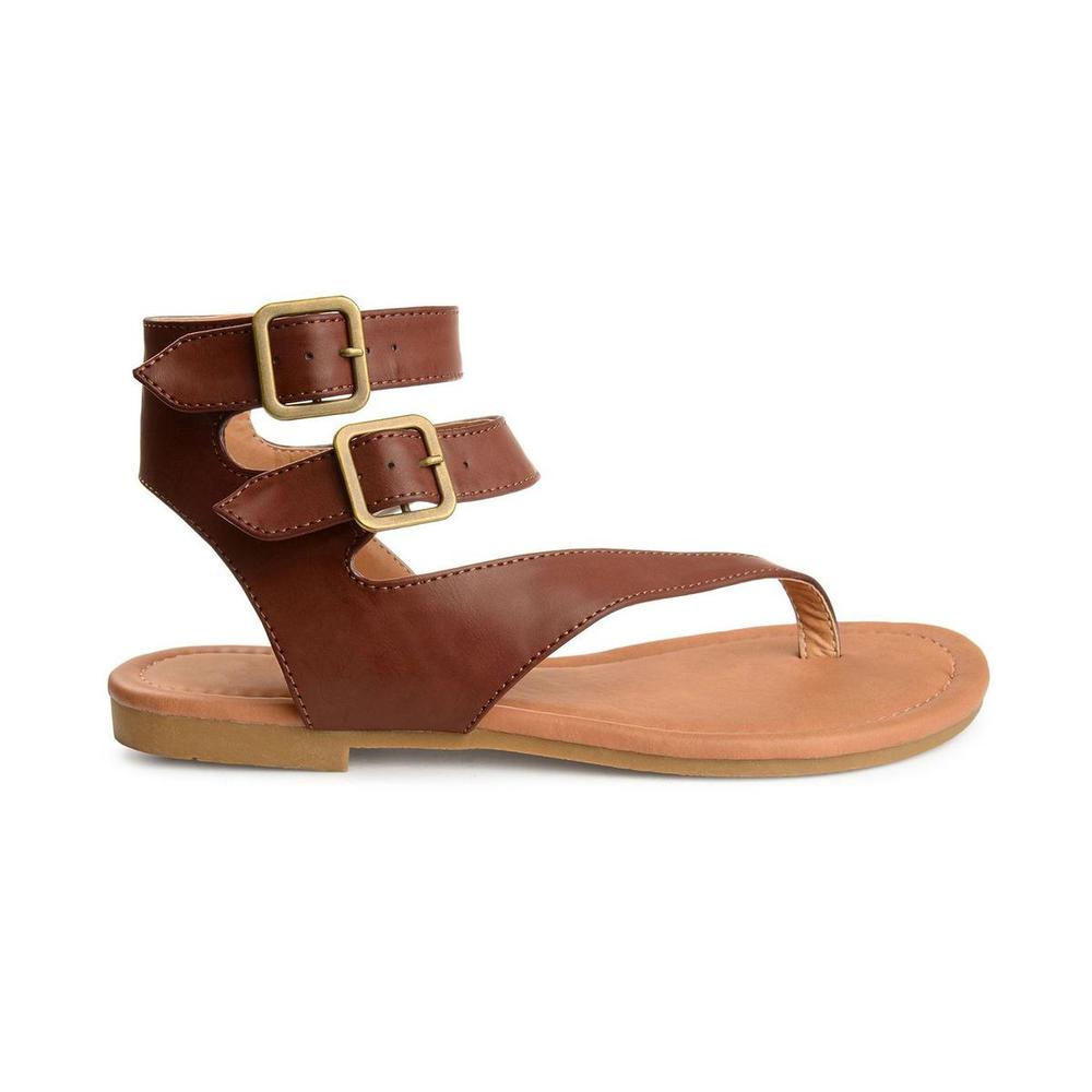 Journee Collection Kyle Womens Faux Leather Ankle Straps Flat Sandals