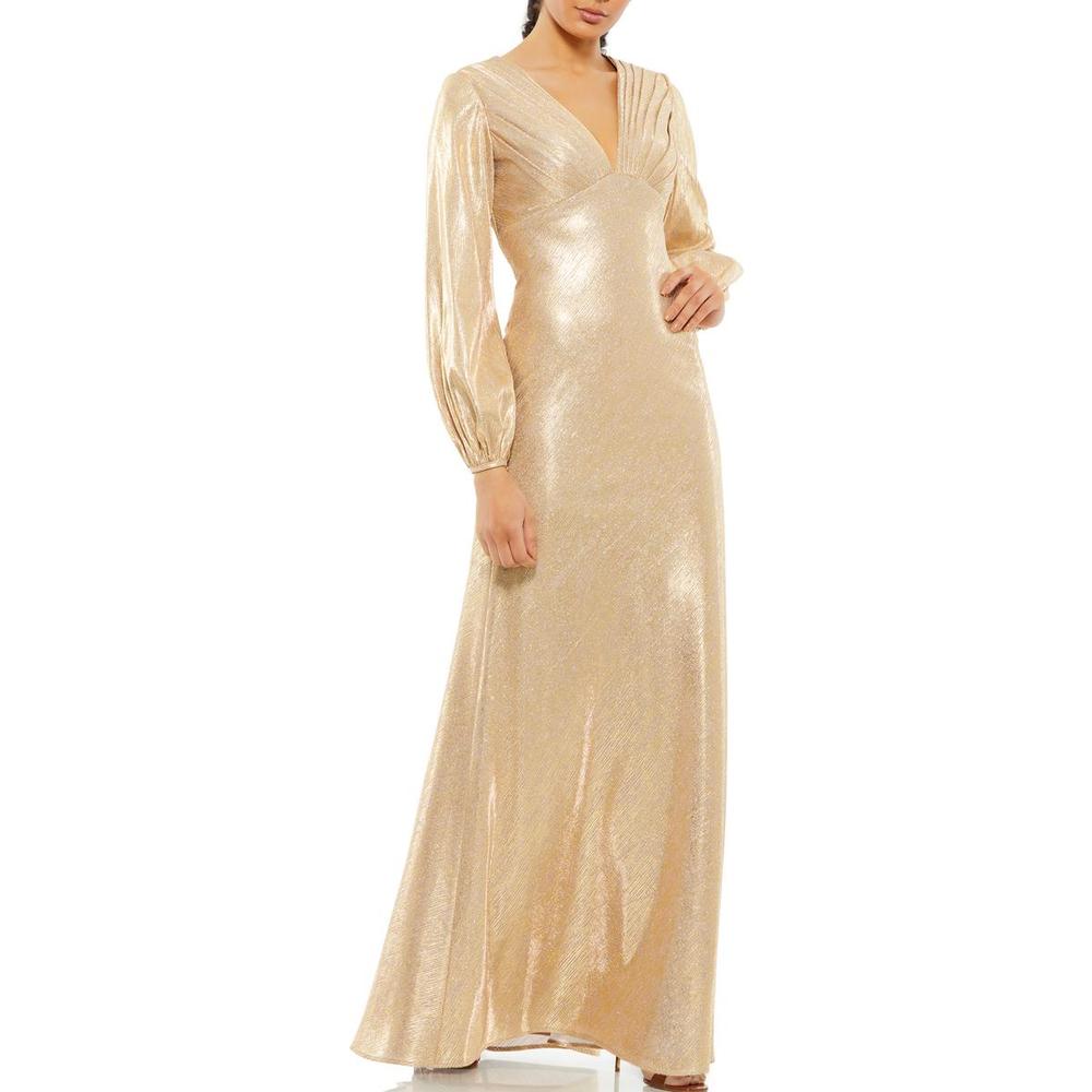 Ieena For MAC Duggal Womens Metallic Maxi Evening Dress
