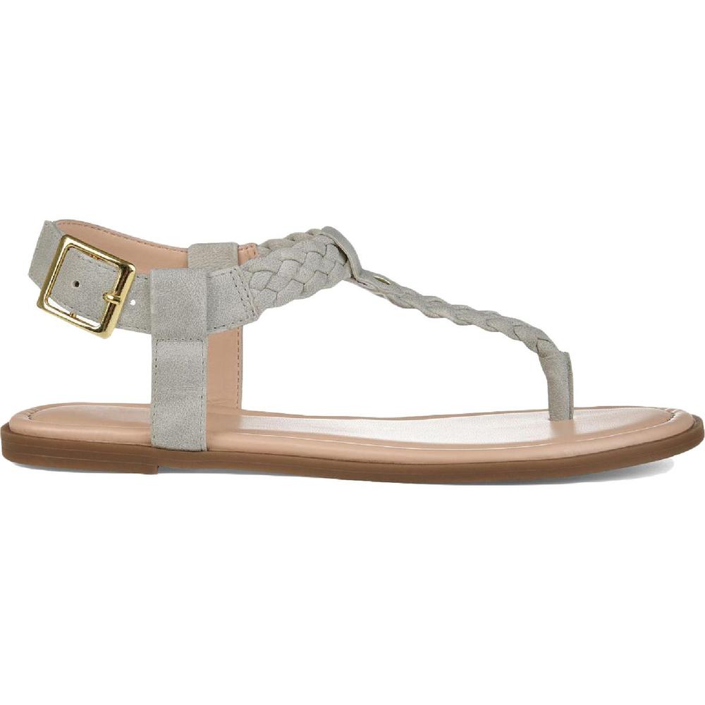 Journee Collection Genevive Womens Faux Leather Braided T-Strap Sandals