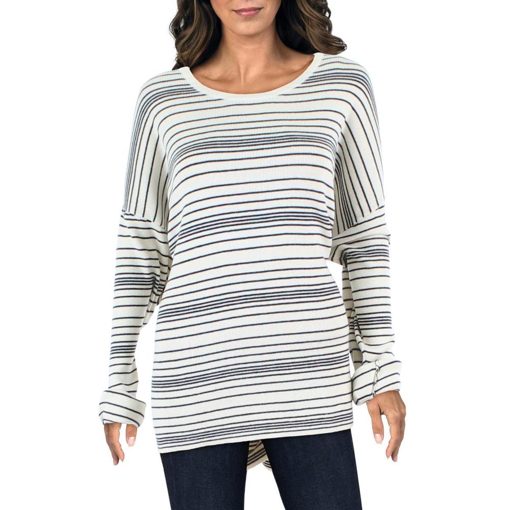 Eileen Fisher Plus Womens Striped Long Sleeves Pullover Sweater