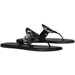 Tory Burch Miller Womens Patent Leather Thong Slide Sandals