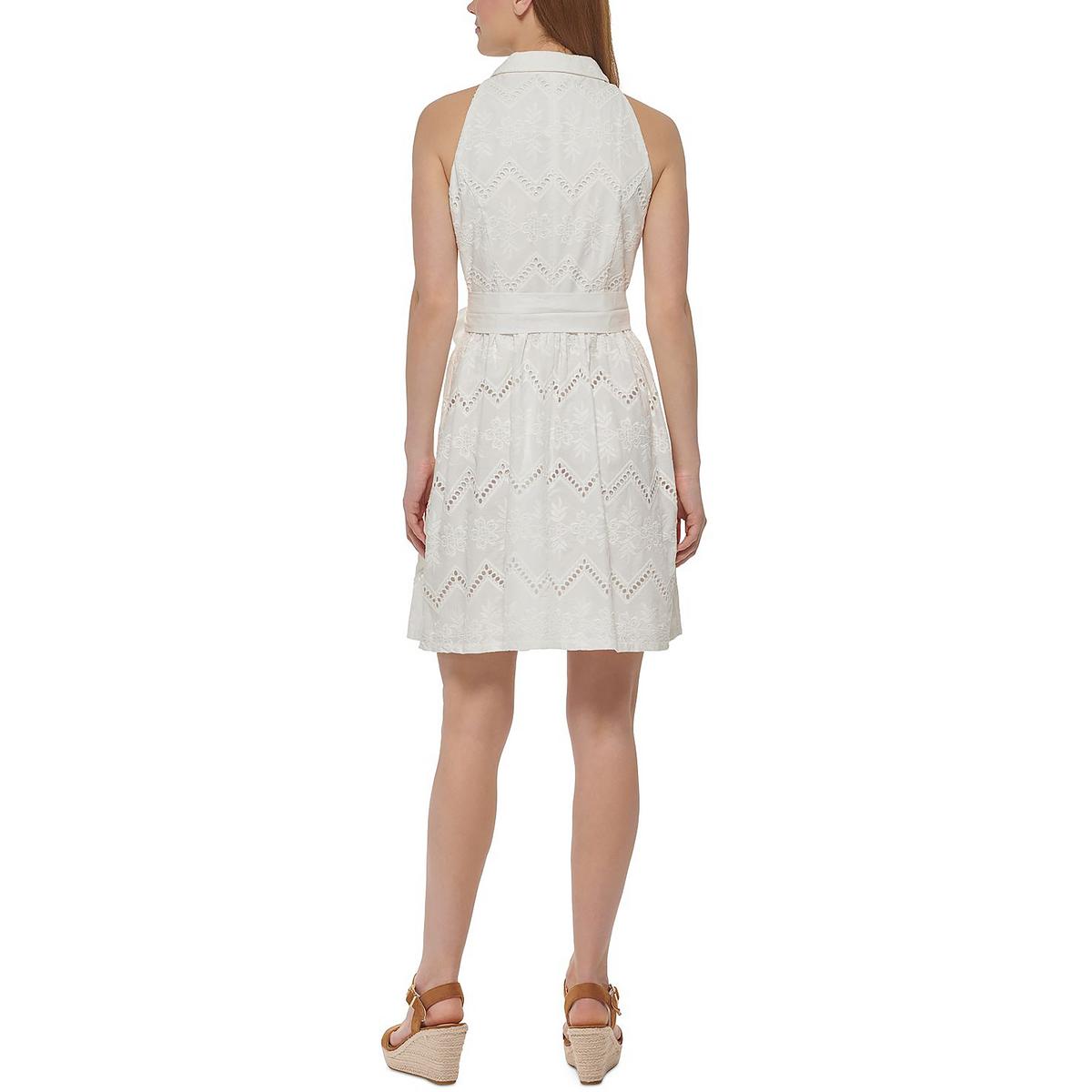 Vince Camuto Womens Embroidered Mini Shirtdress