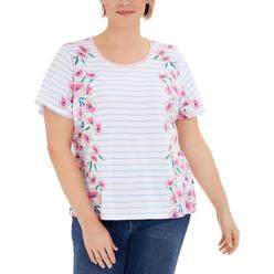 Tommy Hilfiger Plus Womens Striped Floral T-Shirt