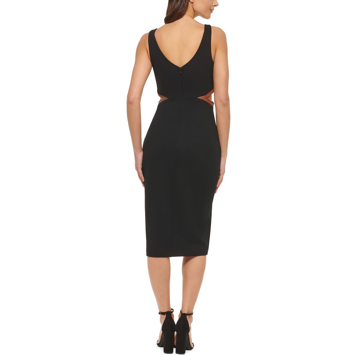 Guess Womens Faux Leather Trim Cut Out Bodycon Dress