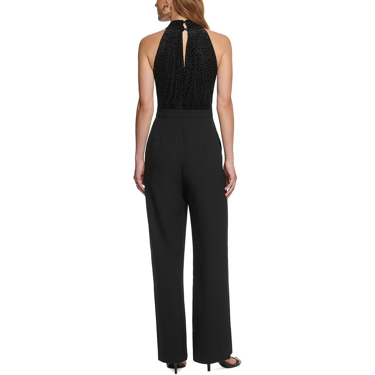 Vince Camuto Womens Halter Mixed Media Jumpsuit