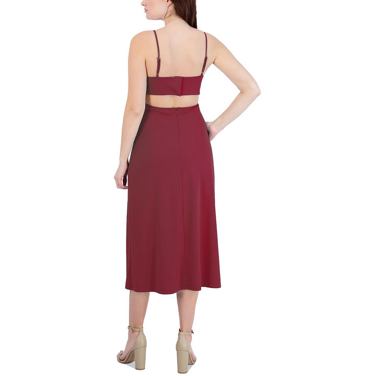 BCBG Womens Open Back Midi Cocktail and Party Dress