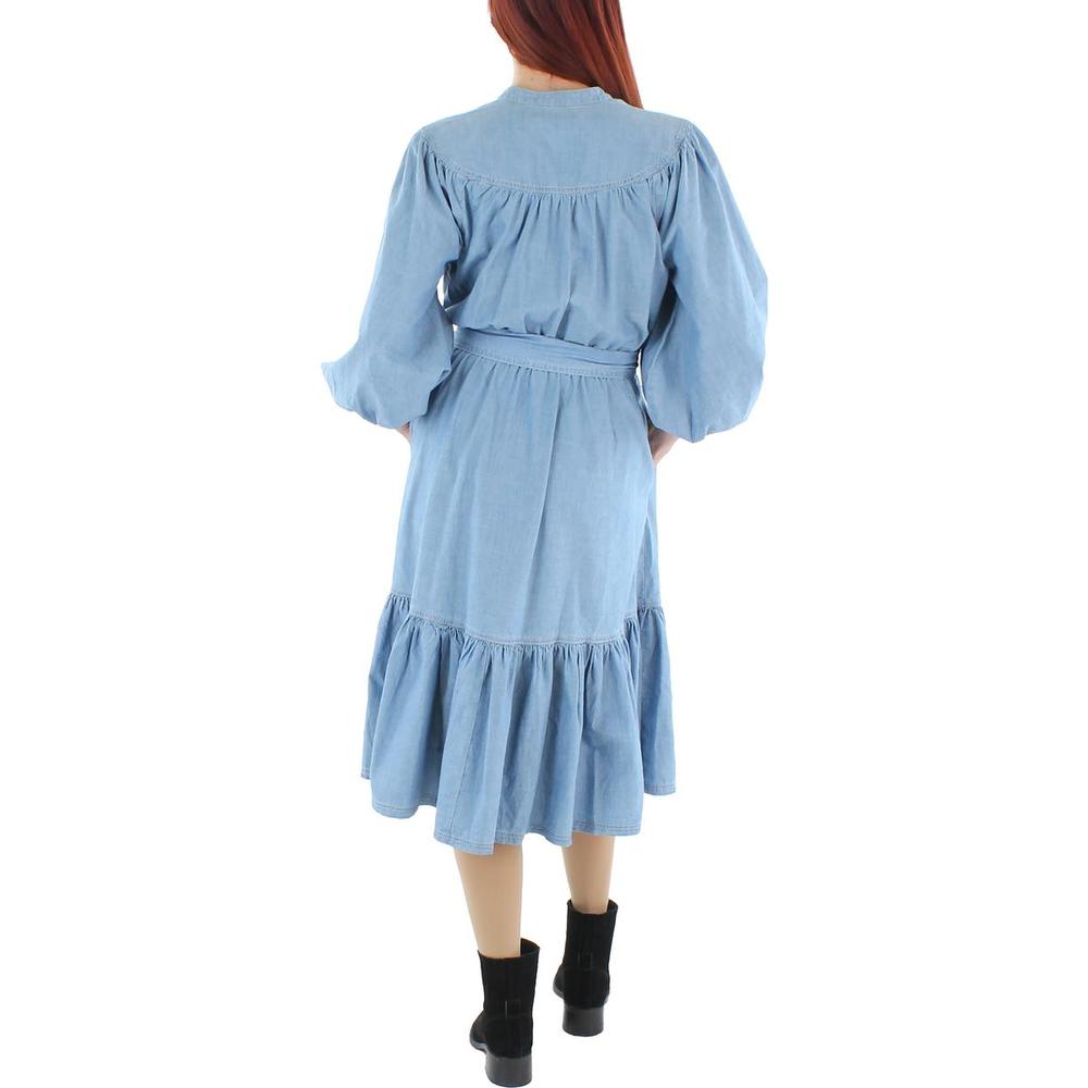 Ralph Lauren Womens Cotton Chambray Midi Dress