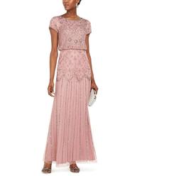 Adrianna Papell Womens Embellished Blouson Evening Dress