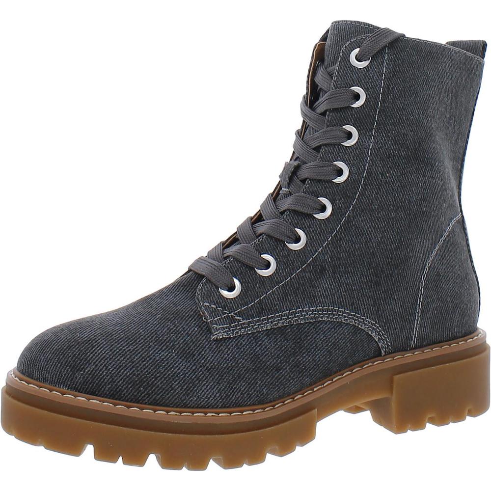 Sun + Stone Tiiaa Womens Canvas Ankle Combat & Lace-up Boots