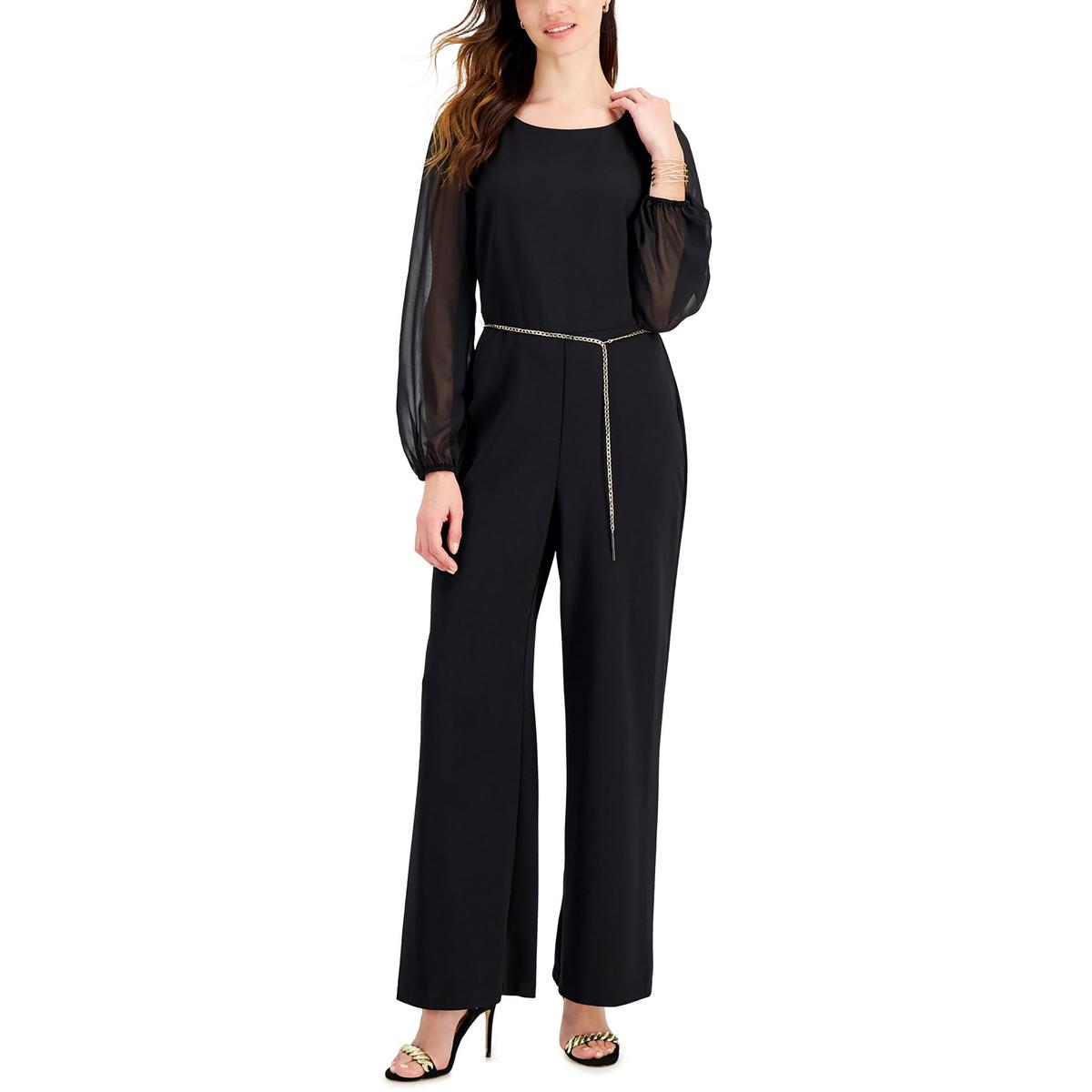 Connected Apparel Womens Sheer Boatneck Jumpsuit