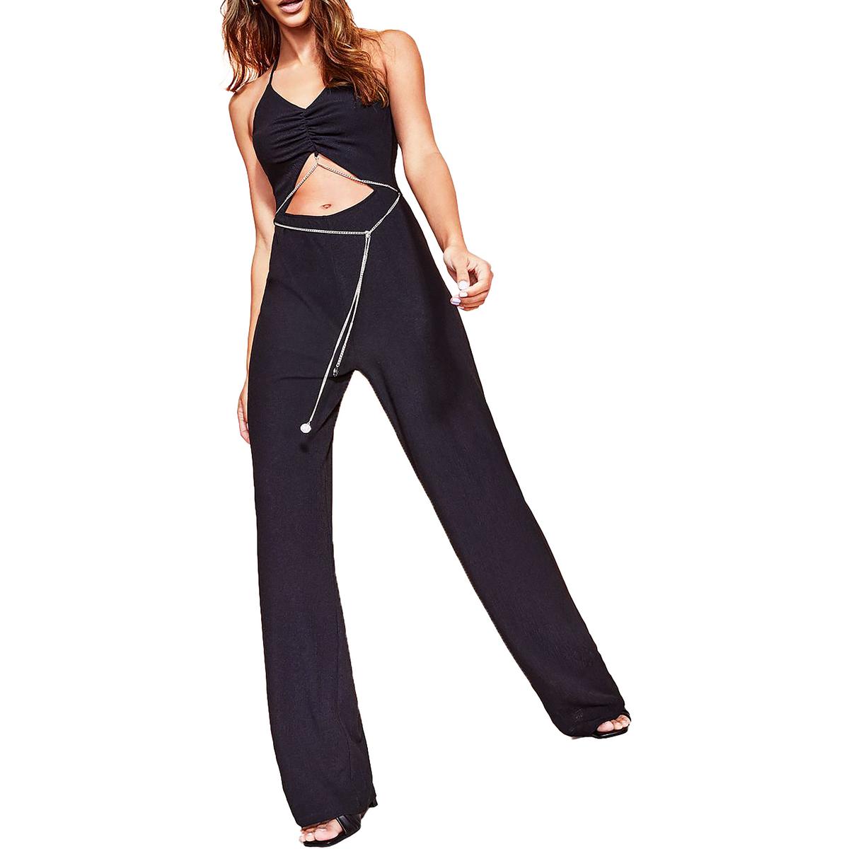 Royalty By Maluma Womens Cut-Out Halter Jumpsuit