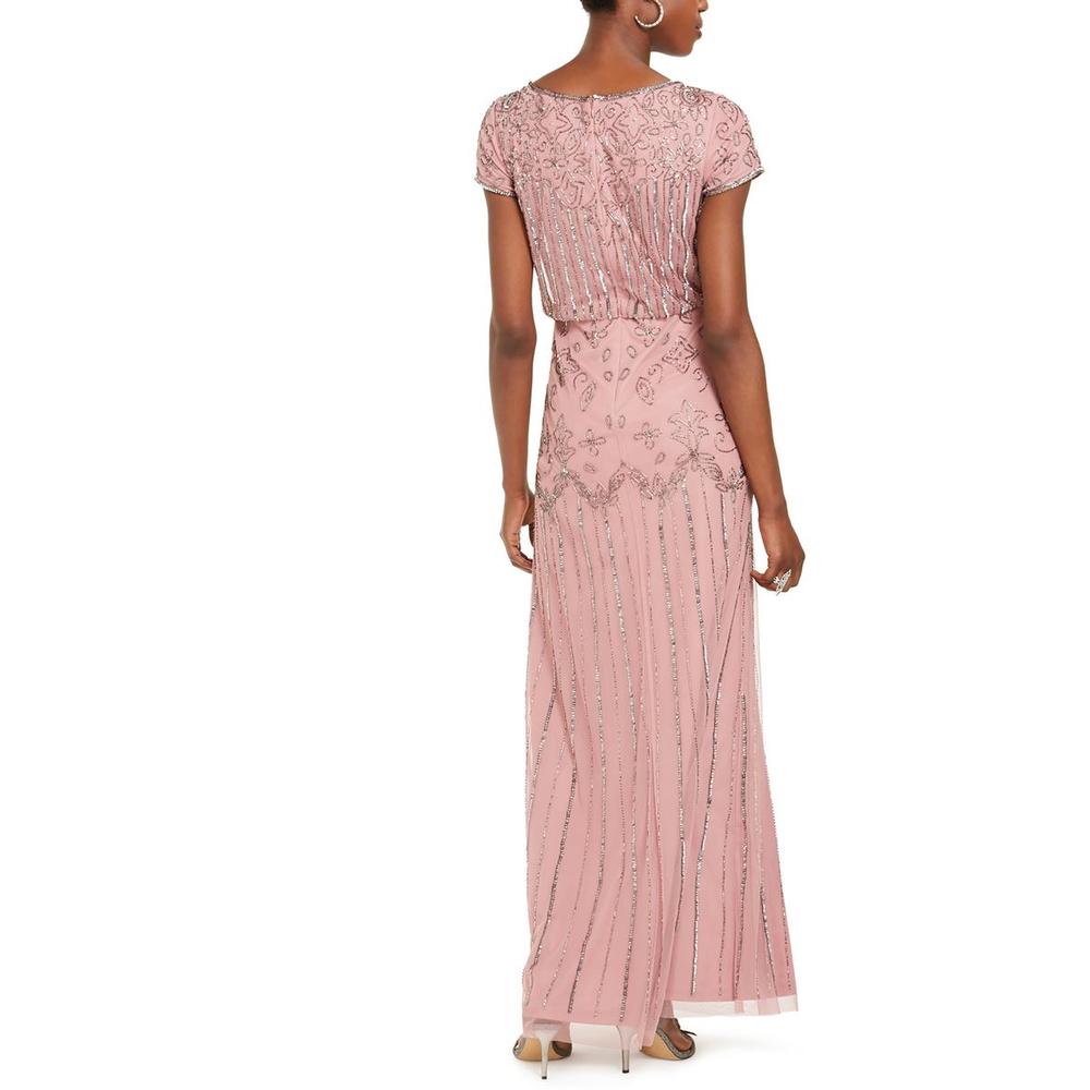 Adrianna Papell Womens Embellished Blouson Evening Dress