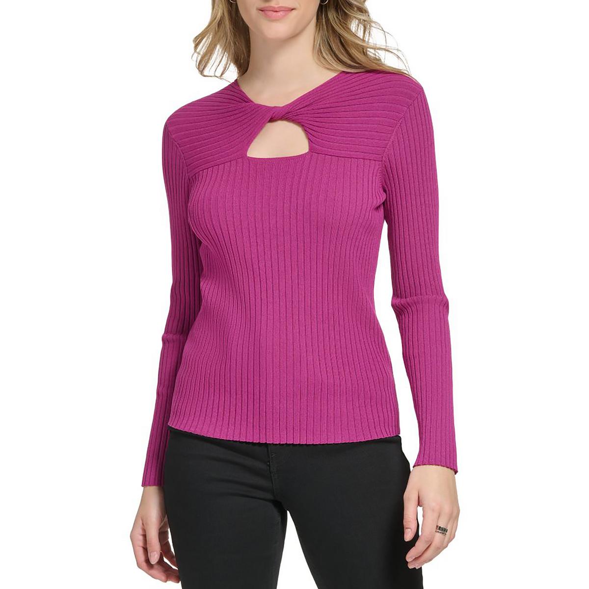 Calvin Klein Womens Twist Front Keyhole Pullover Top