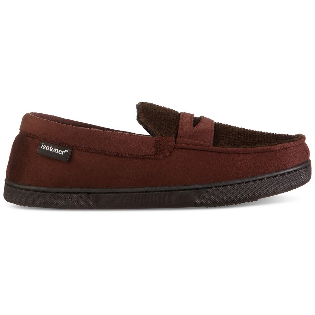 Isotoner Mens Faux Suede Memory Foam Moccasin Slippers