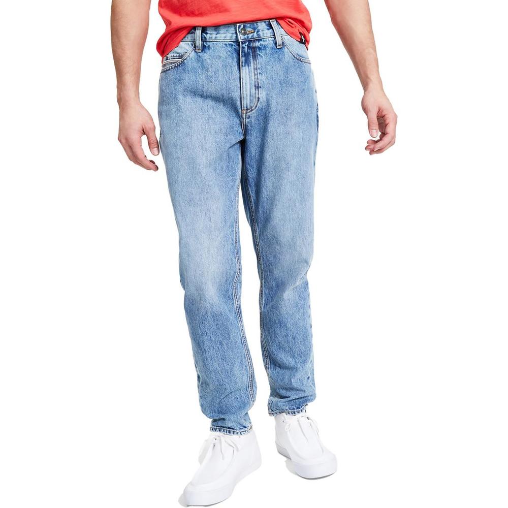 Sun + Stone Mens Relaxed Fit Mid-Rise Tapered Leg Jeans
